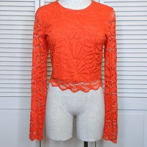 H&M Orange laced crop top, sz L